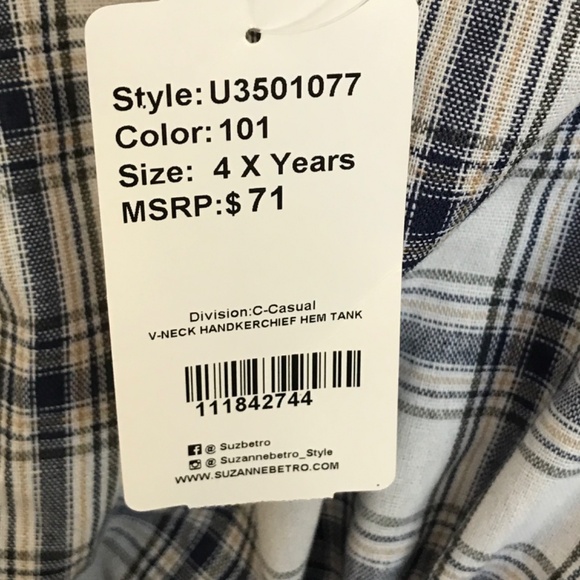 SUZANNE BETRO Sleeveless Tunic Blouse Plaid Tank Top Women’s Plus Size 4X NWT - Picture 11 of 16